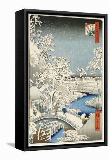 Drum Bridge and 'setting Sun' Hill, Meguro-Ando Hiroshige-Framed Premier Image Canvas