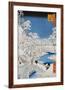 Drum Bridge at Meguro, from the Series "100 Views of Edo"-Ando Hiroshige-Framed Art Print