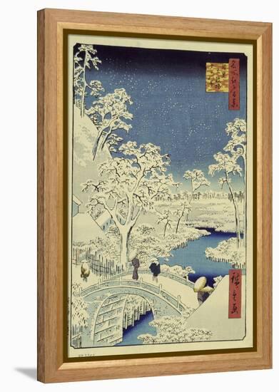 Drum Bridge Near Meguro, 1856-58-Ando Hiroshige-Framed Premier Image Canvas