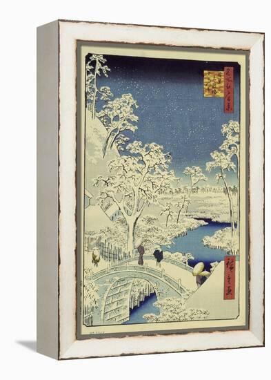 Drum Bridge Near Meguro, 1856-58-Ando Hiroshige-Framed Premier Image Canvas