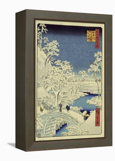 Drum Bridge Near Meguro, 1856-58-Ando Hiroshige-Framed Premier Image Canvas