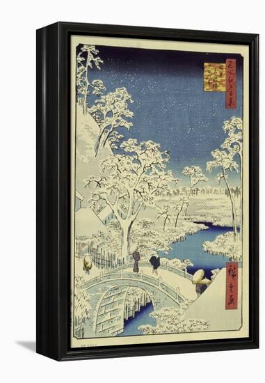 Drum Bridge Near Meguro, 1856-58-Ando Hiroshige-Framed Premier Image Canvas