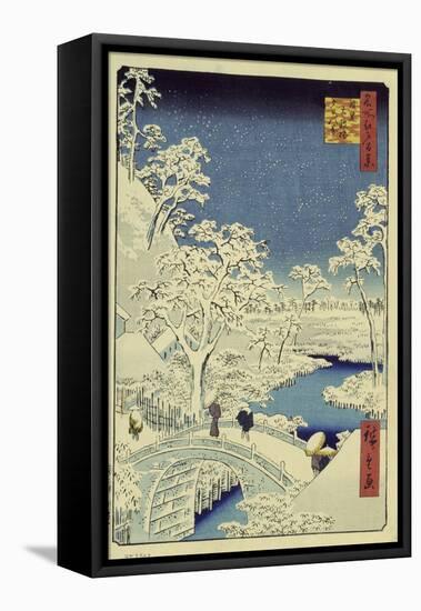 Drum Bridge Near Meguro, 1856-58-Ando Hiroshige-Framed Premier Image Canvas