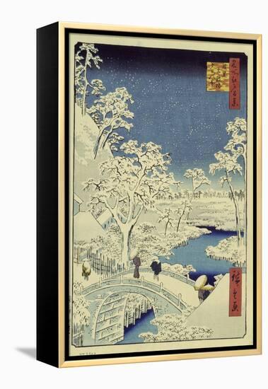 Drum Bridge Near Meguro, 1856-58-Ando Hiroshige-Framed Premier Image Canvas