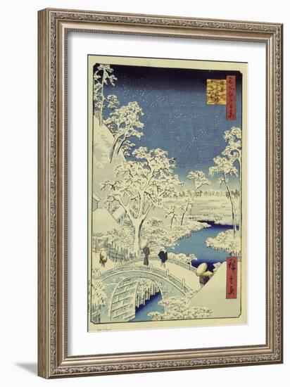 Drum Bridge Near Meguro, 1856-58-Ando Hiroshige-Framed Premium Giclee Print