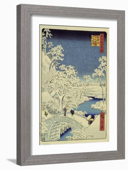 Drum Bridge Near Meguro, 1856-58-Ando Hiroshige-Framed Premium Giclee Print