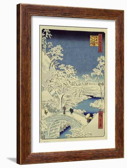 Drum Bridge Near Meguro, 1856-58-Ando Hiroshige-Framed Premium Giclee Print