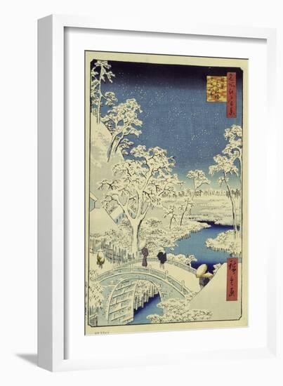 Drum Bridge Near Meguro, 1856-58-Ando Hiroshige-Framed Premium Giclee Print