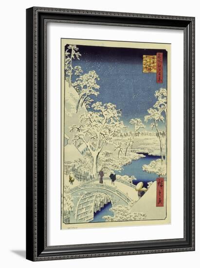 Drum Bridge Near Meguro, 1856-58-Ando Hiroshige-Framed Premium Giclee Print