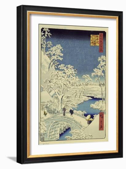 Drum Bridge Near Meguro, 1856-58-Ando Hiroshige-Framed Premium Giclee Print