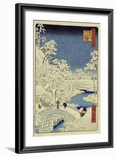 Drum Bridge Near Meguro, 1856-58-Ando Hiroshige-Framed Giclee Print