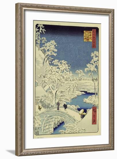 Drum Bridge Near Meguro, 1856-58-Ando Hiroshige-Framed Giclee Print