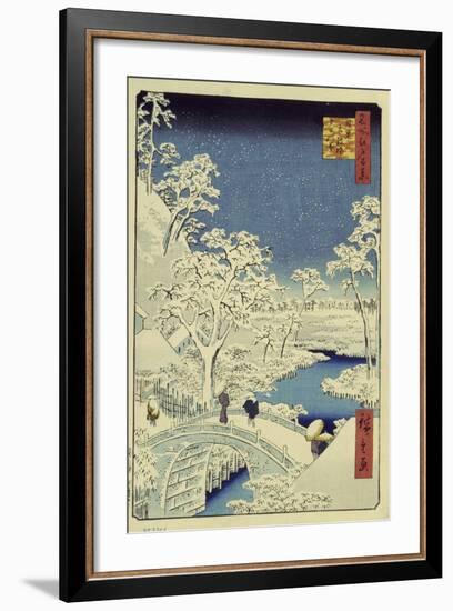 Drum Bridge Near Meguro, 1856-58-Ando Hiroshige-Framed Giclee Print