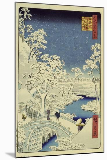 Drum Bridge Near Meguro, 1856-58-Ando Hiroshige-Mounted Giclee Print