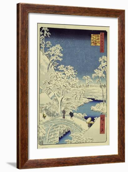 Drum Bridge Near Meguro, 1856-58-Ando Hiroshige-Framed Giclee Print