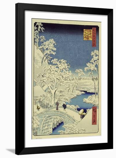 Drum Bridge Near Meguro, 1856-58-Ando Hiroshige-Framed Premium Giclee Print