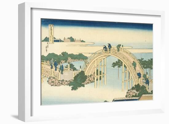 Drum Bridge of Kameido Tenjin Shrine, Series Wondrous Views of Famous Bridges, 19th century-Katsushika Hokusai-Framed Giclee Print