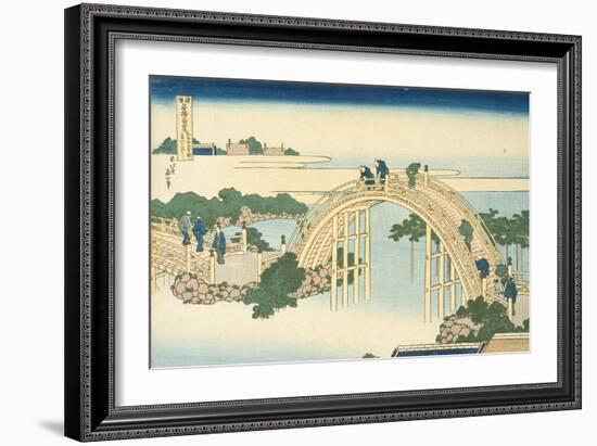 Drum Bridge of Kameido Tenjin Shrine, Series Wondrous Views of Famous Bridges, 19th century-Katsushika Hokusai-Framed Giclee Print