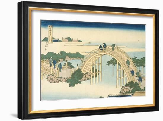 Drum Bridge of Kameido Tenjin Shrine, Series Wondrous Views of Famous Bridges, 19th century-Katsushika Hokusai-Framed Giclee Print