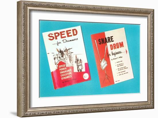 Drum Instruction Books, Retro-null-Framed Art Print