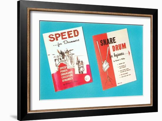 Drum Instruction Books, Retro-null-Framed Art Print