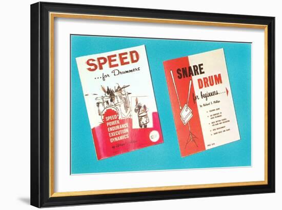 Drum Instruction Books, Retro-null-Framed Art Print