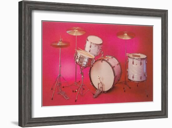 Drum Set with Pink Background-null-Framed Art Print