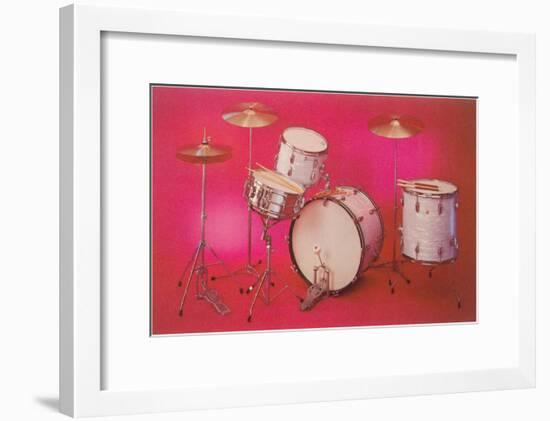 Drum Set with Pink Background-null-Framed Art Print