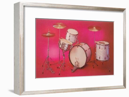 Drum Set with Pink Background-null-Framed Art Print