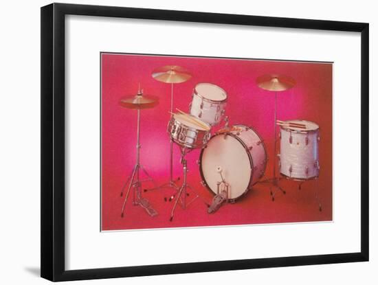 Drum Set with Pink Background-null-Framed Art Print