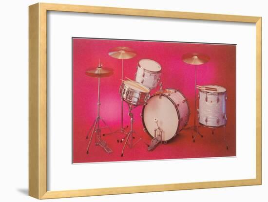 Drum Set with Pink Background-null-Framed Art Print