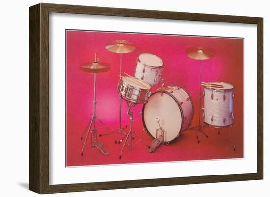 Drum Set with Pink Background-null-Framed Art Print