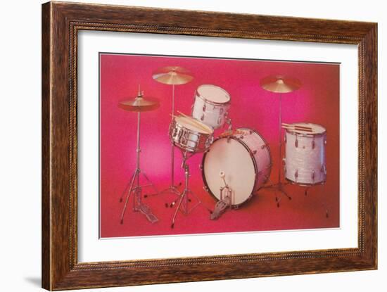 Drum Set with Pink Background-null-Framed Art Print