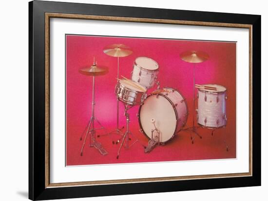 Drum Set with Pink Background-null-Framed Art Print