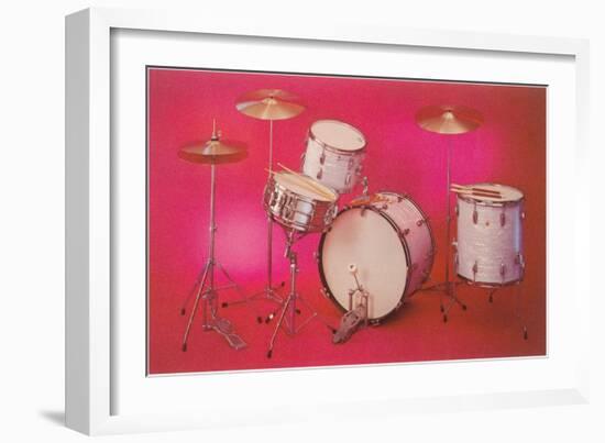 Drum Set with Pink Background-null-Framed Art Print