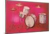Drum Set with Pink Background-null-Mounted Art Print