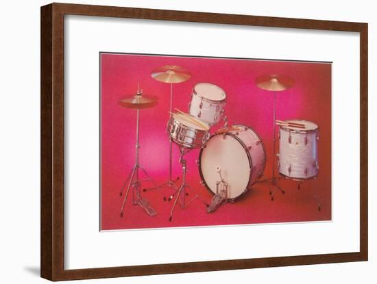 Drum Set with Pink Background-null-Framed Art Print