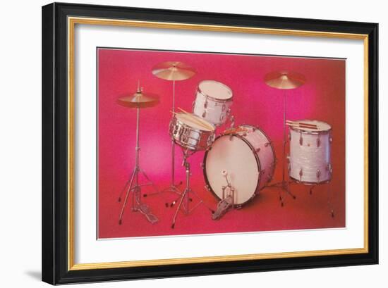 Drum Set with Pink Background-null-Framed Art Print