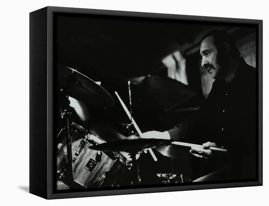 Drummer Alan Jackson Playing at the Stables, Wavendon, Buckinghamshire-Denis Williams-Framed Premier Image Canvas