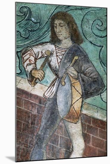 Drummer, Fresco in Dance Hall, Zvikov Castle-null-Mounted Giclee Print