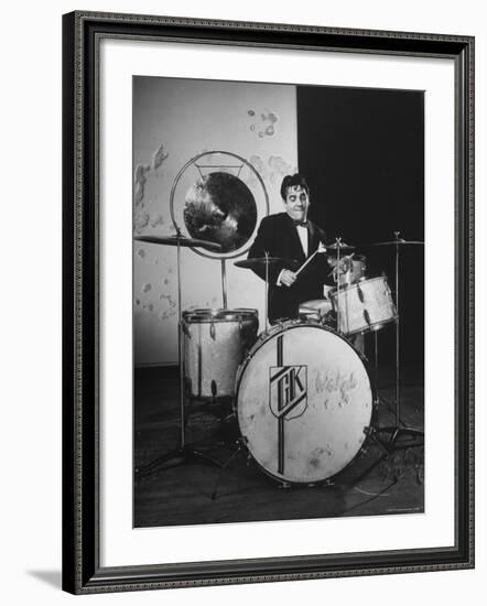 Drummer Gene Krupa Performing at Gjon Mili's Studio-Gjon Mili-Framed Premium Photographic Print