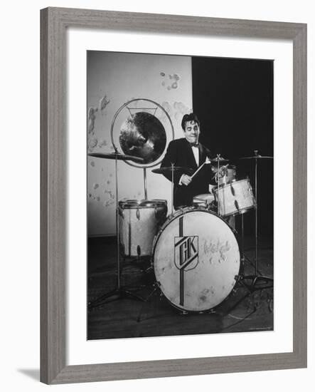 Drummer Gene Krupa Performing at Gjon Mili's Studio-Gjon Mili-Framed Premium Photographic Print