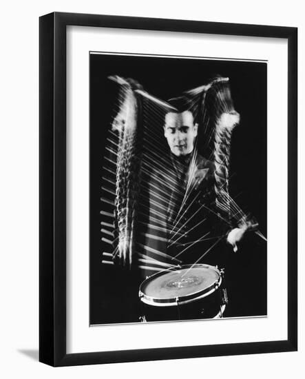 Drummer Gene Krupa Performing at Gjon Mili's Studio-Gjon Mili-Framed Premium Photographic Print