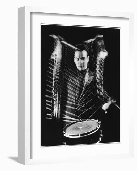 Drummer Gene Krupa Performing at Gjon Mili's Studio-Gjon Mili-Framed Premium Photographic Print