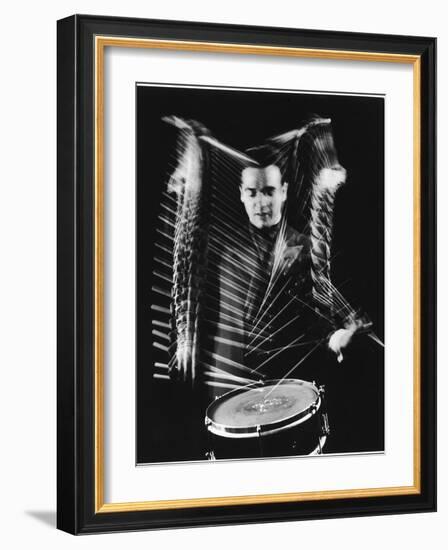 Drummer Gene Krupa Performing at Gjon Mili's Studio-Gjon Mili-Framed Premium Photographic Print