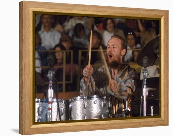 Drummer Ginger Baker of the Band Blind Faith in Concert at the Los Angeles Forum-John Olson-Framed Premier Image Canvas