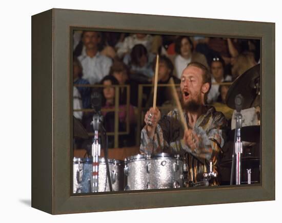 Drummer Ginger Baker of the Band Blind Faith in Concert at the Los Angeles Forum-John Olson-Framed Premier Image Canvas