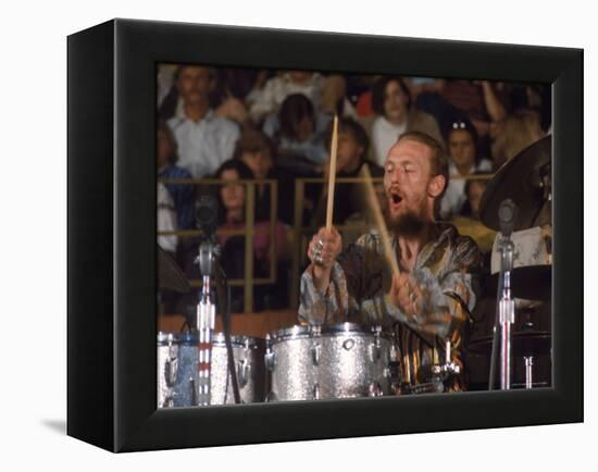 Drummer Ginger Baker of the Band Blind Faith in Concert at the Los Angeles Forum-John Olson-Framed Premier Image Canvas