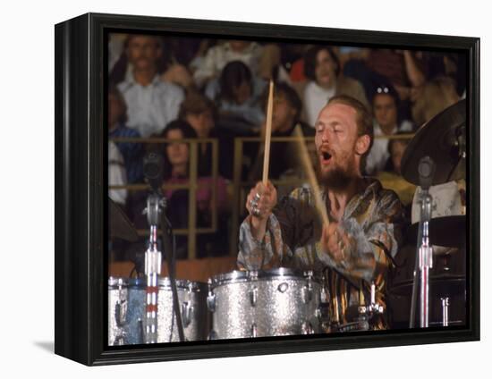 Drummer Ginger Baker of the Band Blind Faith in Concert at the Los Angeles Forum-John Olson-Framed Premier Image Canvas