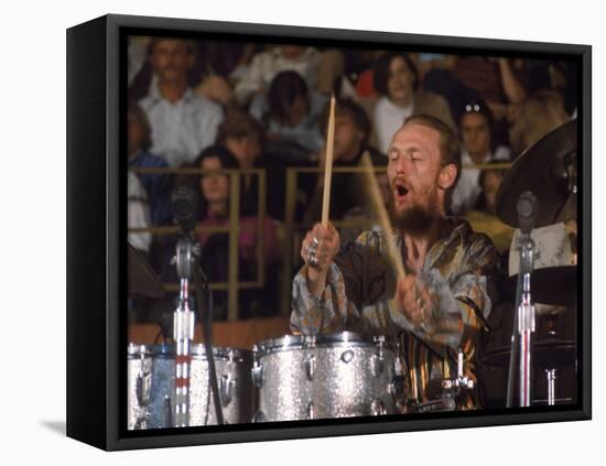 Drummer Ginger Baker of the Band Blind Faith in Concert at the Los Angeles Forum-John Olson-Framed Premier Image Canvas